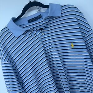 Polo Ralph‎ Lauren Striped Polo Shirt Mens XLT Tall Blue Cotton Casual